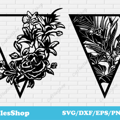 Geometric decor dxf for Laser cut, Flowers for cricut, Clip Art Flowers, Triangle decor dxf, Plasma cnc files, dxf for metal cutting, free download dxf files, decor dxf download, geometric dxf files, flowers for laser