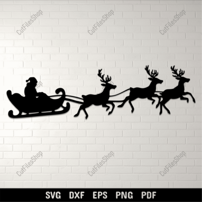 Download free Flying Santa SVG cut files for Cricut, Silhouette, and CNC. Perfect for Christmas crafts.