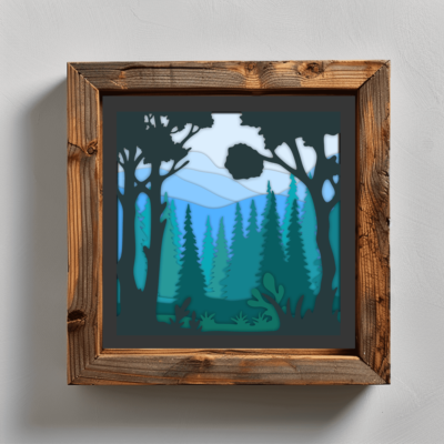 Layered 3D Papercut Beautiful forest scene SVG, Multilayer EPS Files, Cardstock Template, Paper Art DIY, Shadow Box Craft, Download Now