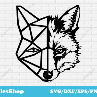 Fox svg cut file for cricut, SVG file download, geometric animals dxf, t shirt designs svg, dxf cut files, fox dxf, animal dxf, dxf for plasma, svg for engraving, popular dxf, popular svg files, shirt svg file, cnc files, cut files, dxf files, svg files, dxf for cnc cutting