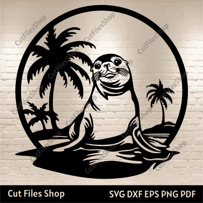 Funny Seal Svg for Cricut, Summer scene Dxf for Laser, Engraving files, dxf for inkscape - Cut Files Shop