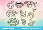 Geometric decor for cnc cutting, geometric animals dxf files, design for laser cutting