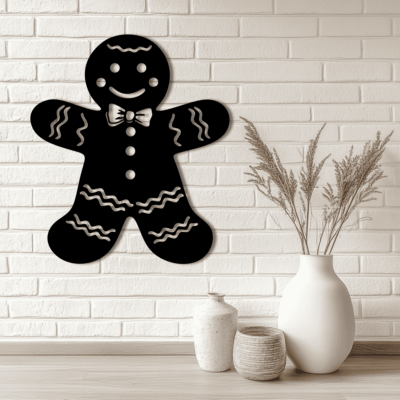 Gingerbread Man SVG Design, CNC DXF File, Silhouette and Cricut Cutting Template, Sublimation Art