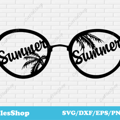 Summer Glasses Svg, cut files for cricut, dxf images for laser cut, vector for shirts, summer vector art, Summer svg, Summer dxf, Summer images, Summer shirt ideas, Summer t shirt designs