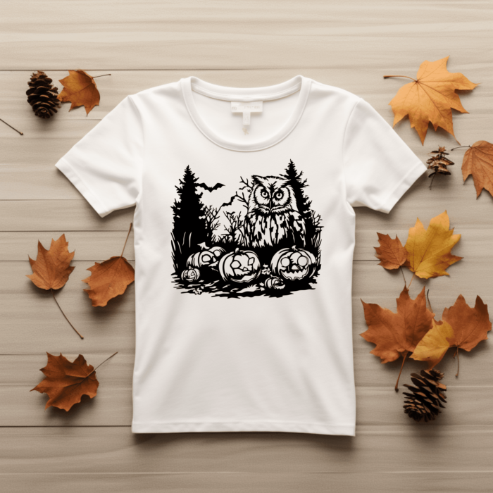 Halloween Owl SVG for Cricut, Glowforge, and CNC Cutting, DIY Halloween T-Shirt, Fall scene Sublimation Art, Creative Store