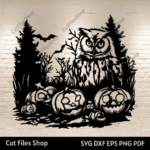 Halloween Owl SVG for Cricut, Silhouette, Glowforge, CNC Laser/Plasma Cutting, DIY Decor and T-Shirt Design, Jack O Lantern Svg