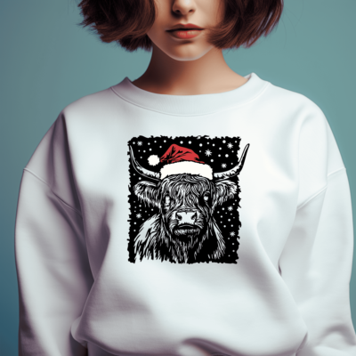 Highland Cow Christmas SVG, PNG & DXF for Cutting Machines - Cricut, Silhouette, Glowforge & CNC, T-Shirt Sublimation Design, Farm Lover Svg,  Trendy DXF files