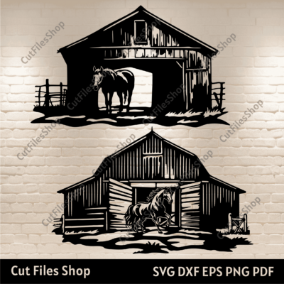 Horse ranch dxf for Plasma, Horse Barn Dxf for Laser, Ranch Dxf Files, Svg for Cricut, CNC metal cutting, Horse Svg for Cnc router, horse cnc design, horse dxf for router, horse cnc, farm life svg, farm scene dxf for laser, horse silhouette dxf, free dxf files, horse wall metal decor dxf