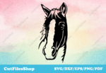 Horse dxf files for laser cutting, dxf wall decor for plasma cutting, Svg cutting file for cricut, horse cut file, horse for cricut, horse head dxf svg files for cutting