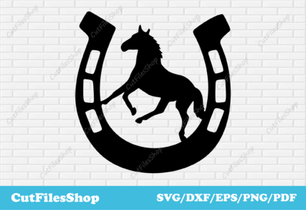 Horseshoe dxf, horse scene dxf, Clipart vinyl plotter, Cricut images, silhouette horse, Horseshoe svg files, Horseshoe vector images