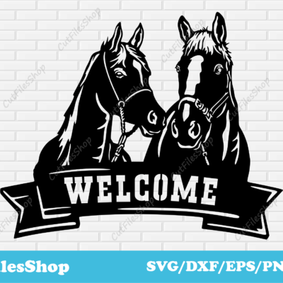 Horses welcome dxf files for laser cutting, cnc plasma cut files, metal cutting files, DXF for CNC, welcome signs dxf, horses dxf, horses decor dxf, cnc horses images, welcome cnc for laser cut, plasma dxf horse, farm decor dxf, free dxf files for plasma, dxf for metal cutting, dxf for plywood cutting, garden decor dxf, collection dxf files