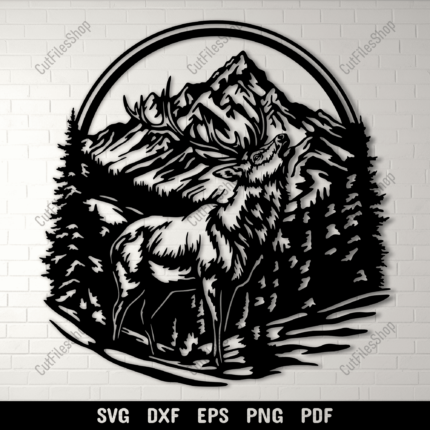 Howling Deer DXF for CNC Cutting, SVG for Cricut & Silhouette, Sublimation Art