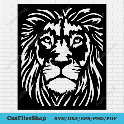 Lion panel dxf for Plasma cut, Dxf for Cnc, Cutting files for Wall Decor, Svg for Cricut, Screen dxf for metal decor, panels cnc design, panel dxf for laser cut, screen for cnc, lion screen for metal decor, wall art dxf, dxf stencils, free dxf files