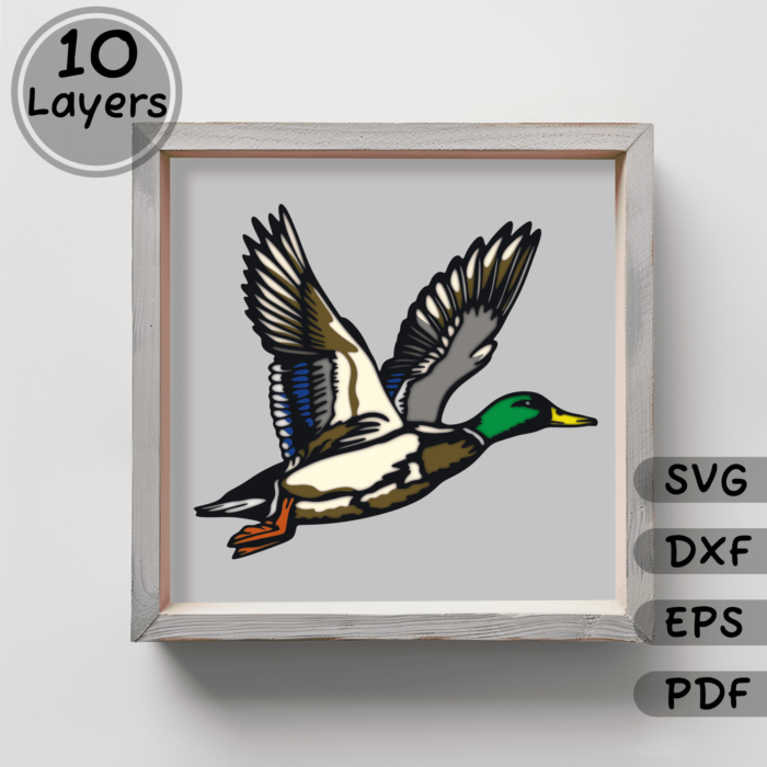 Mallard Layered SVG 3D Shadow Box, Papercut Template, Laser Cut DXF, Home Decor Art, Unique Gift Craft Project, Svg for Cricut, Silhouette