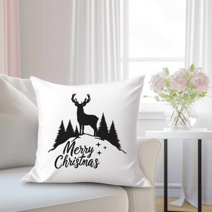 Merry Christmas Reindeer SVG, DXF for CNC Laser & Glowforge, Cricut & Silhouette Cut Files, DIY Holiday Decoration, Christmas Pillow Design