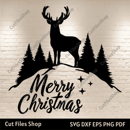 Merry Christmas Reindeer Vector, SVG for Cricut & Silhouette, DXF for CNC Laser & Glowforge, DIY Christmas Decoration