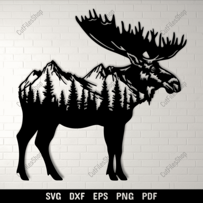 Moose Mountain SVG for Cricut Projects, CNC DXF, Sublimation Art, Laser Cut Files