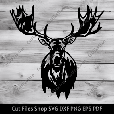 Moose Dxf for laser cut, Head moose svg for cricut, Wall Decor Dxf diy, Sticker svg, Vinyl cut files, Dxf for plywood cut, dxf cut files, dxf for cnc, free svg files, wildanimals svg, animals dxf files for plasma, cnc designs download