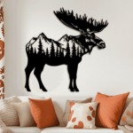 Moose Mountain Scene DXF for CNC Plasma & Laser, SVG for Glowforge, DIY Wall Art