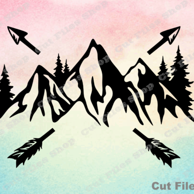 Mountains cut files, design for t-shirt, vinyl cut file, nature scene