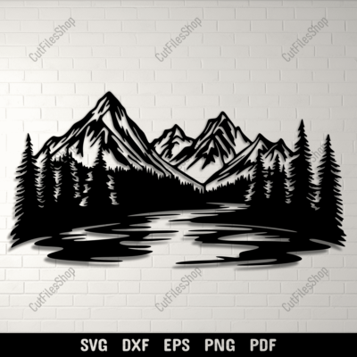 Mountains Scene DXF for CNC, SVG for Cricut & Sublimation Projects