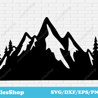 Mountains dxf for laser cut, Plasma cnc cut files, Svg for cricut, Forest decor dxf, decor dxf, wall decor laser cut, home decor dxf, nature decor dxf plasma cut, mountains svg