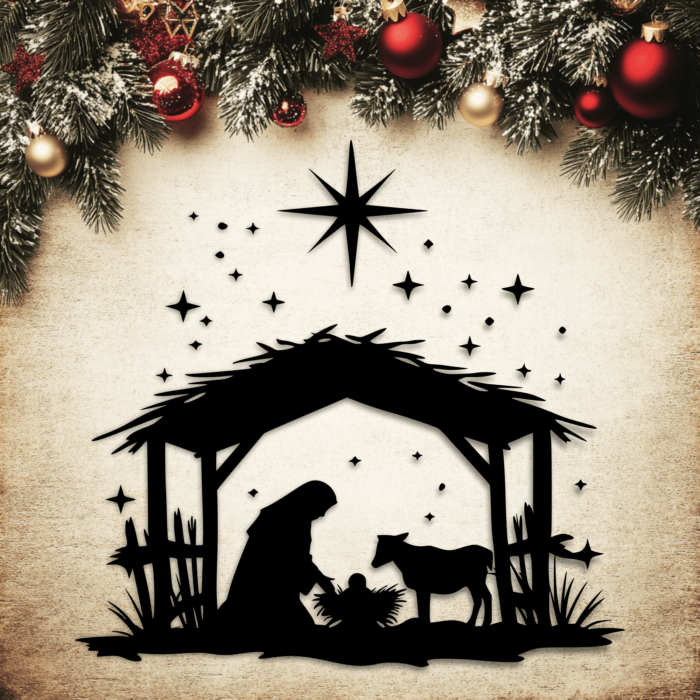 Nativity SVG for Cricut & Silhouette, DXF for Laser Cut, DIY Christmas Decoration, Baby Jesus, Virgin Mary, Holy Family Vector