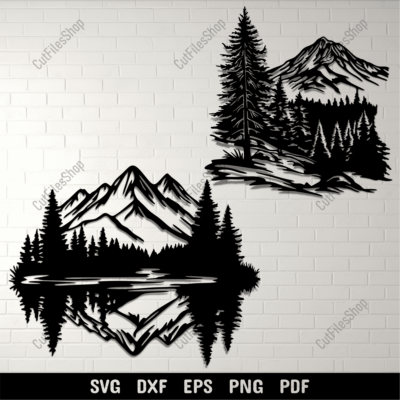 Nature Scenes DXF for CNC & Laser Cutting Projects, DIY Wall Decals