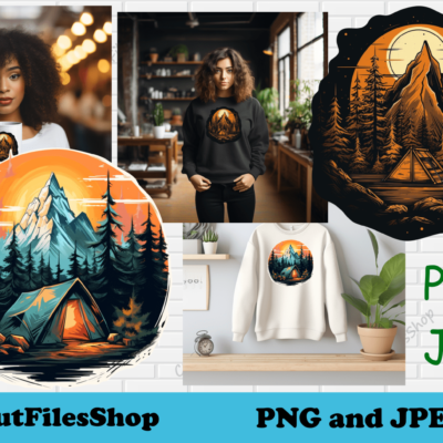 Nature png transparent for T shirt design, png art for sublimation, mountains art for sticker, sublimation art, forest t shirt design, nature tshirt design, camping art png, camping for sublimation