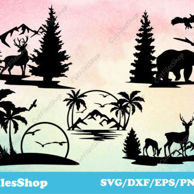 Nature cut files, animals for cricut, svg vector files, DXF for laser, png for sublimation