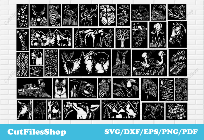Panels dxf files for laser cutting, dxf for cnc plasma cut, water jet cnc files, svg for cricut, wildlife scene dxf, nature scenes dxf, birds scene dxf, animals scene dxf, mountains dxf, panels dxf, dxf laser files, plasma dxf, dxf for cnc, cut files, dxf files