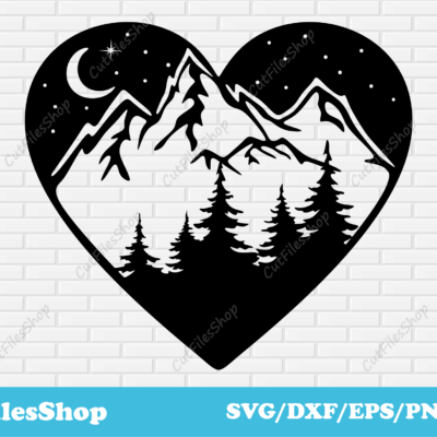 Night forest dxf, forest dxf, nature for cricut, forest silhouette dxf,  SVG cut files for cricut, DXF for laser cutting, svg for silhouette cameo, mountains silhouette dxf