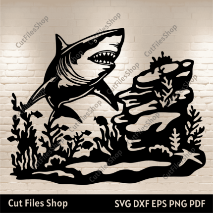 Ocean Scene Svg, Shark svg for Cricut, Laser cut svg files, Cnc router files, Sea Life Svg, Metal cut files, dxf for silhouette studio, svg for cricut design space, glowforge svg files, cnc files for wood, fish scene svg, cnc files for sale