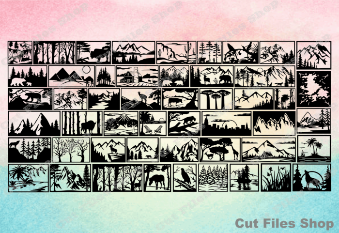 DXF cutting files, Panels dxf for laser, laser cut, plasma cut, wall decor dxf, dxf files, dxf for cnc, cnc machines, cnc files, dxf for plasma, decor dxf , DXF railing panels, nature panels dxf, farm panels dxf, wildlife panels dxf, animals scenes dxf