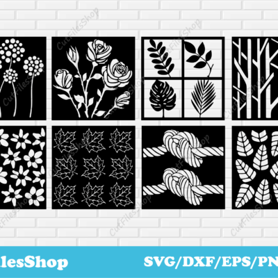 wall art dxf, Wall decor dxf files for cnc router, wall design dxf, flowers panel dxf, panels for laser cutting, dxf panels for plasma cutting, svg patterns for cricut, Silhouette cameo dxf