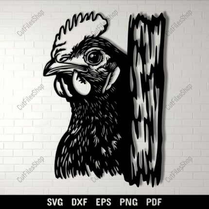 Peeking Chicken SVG for Cricut & Silhouette Projects, DXF for Laser Cutting