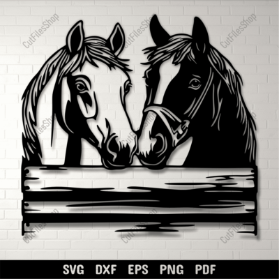 Preview of Peeking Horses DXF for CNC & Laser Cutting, SVG for Cricut Projects