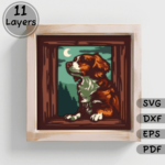 3D Peeking Dog Layered Svg for Cricut, 3D Shadow Box Template, Dxf for Silhouette, Laser cut, Baby gift DIY