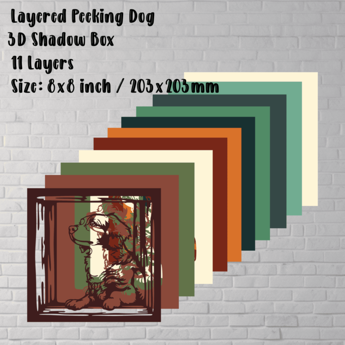 3D Dog Layered Svg for Cricut, Multilayer, Shadow Box Template, Dxf for Laser cut