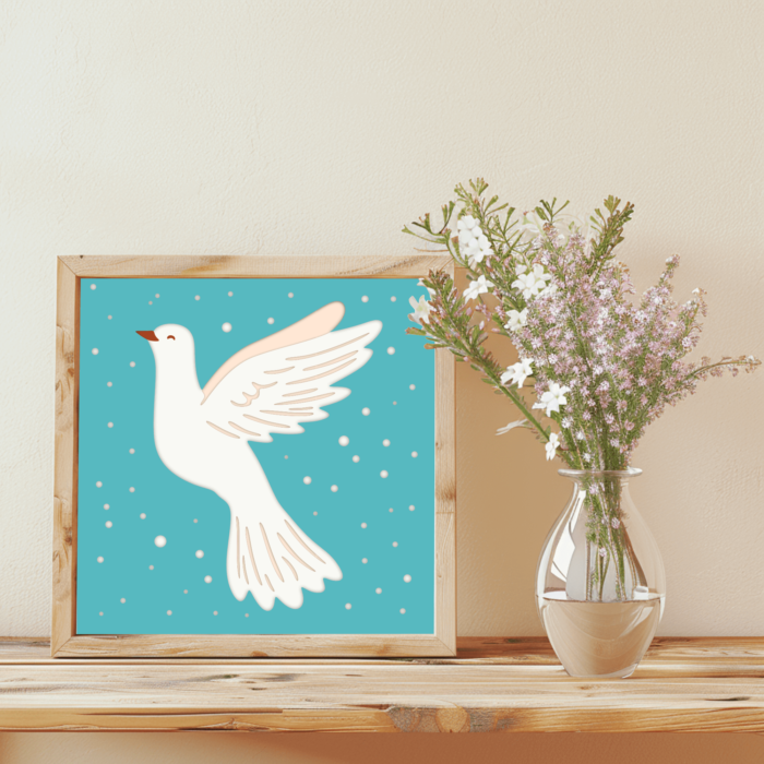 Pigeon Bird 3D Shadow Box Wall Art, Layered SVG for Cricut, DXF for Silhouette, DIY Home Decor, Papercut Template, Unique Gift