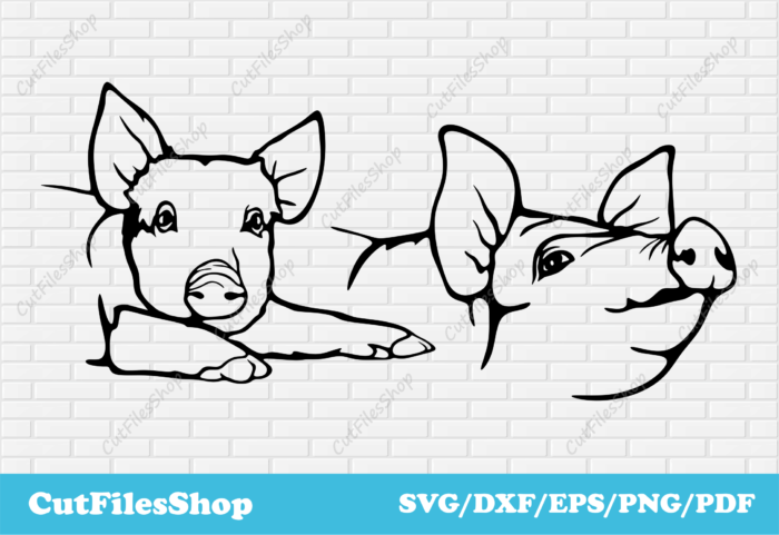 Pig svg cut file, farm animals svg for cricut, dxf files for plasma table, svg files for cnc router, cute animals for cricut