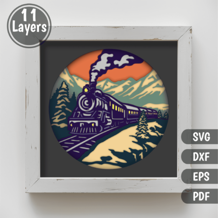 3D Shadow Box Polar Express Train SVG, Layered Files for Cricut & CNC Projects