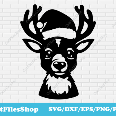 Reindeer svg for Cricut, Reindeer dxf for laser cutting metal, Christmas decor dxf, Christmas CNC design, Christmas cute animals, Reindeer silhouette, Christmas wall decor, Christmas deer svg, Free cutting files, SVG files, Downloads Svg format, free cnc designs, dxf for wood, christmas wood decor