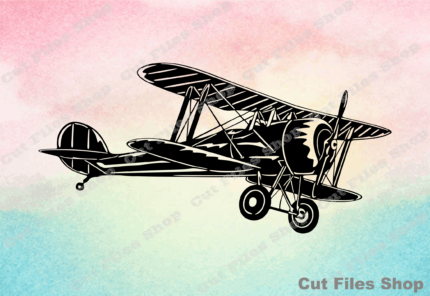 Retro plane svg, cut files, wall decal svg, metal wall art dxf, dxf cutting file, svg for cricut