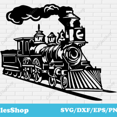 Retro train dxf for laser cut, train svg for cricut, cnc cutting designs, vector train, train for shirt, svg art, instant download svg, free download dxf, svg files for cnc router, dxf for silhouette, dxf for plasma cam, engraving vector