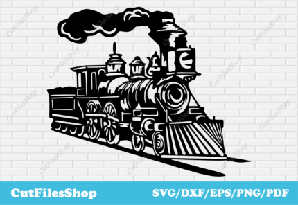 Retro train dxf for laser cut, train svg for cricut, cnc cutting designs, vector train, train for shirt, svg art, instant download svg, free download dxf, svg files for cnc router, dxf for silhouette, dxf for plasma cam, engraving vector