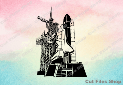 Spaceport svg, rocket cut files, printable dxf, png file, cnc router files, cricut cut files