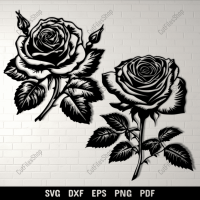 Silhouette Roses SVG for Cricut Crafts, CNC DXF File, Sublimation Design