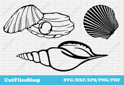 Sea shells svg images, dxf images for laser cut, svg cut files for cricut, cut files shop, svg images