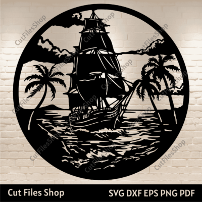 Ship Cutting files, Ship Svg for Cricut, Pirate Ship Svg, Dxf for Laser cut, Sail boat Svg, Metal cutting files - Cut Files Shop